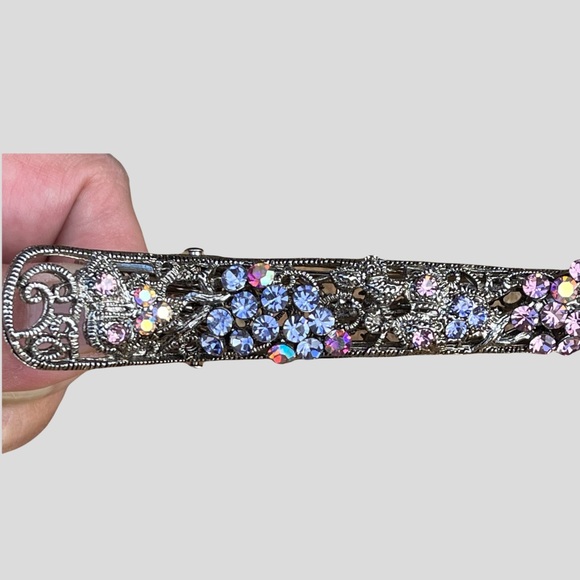 Vintage Swarovski Crystal hair clip w/beautiful silver work - Picture 3 of 13